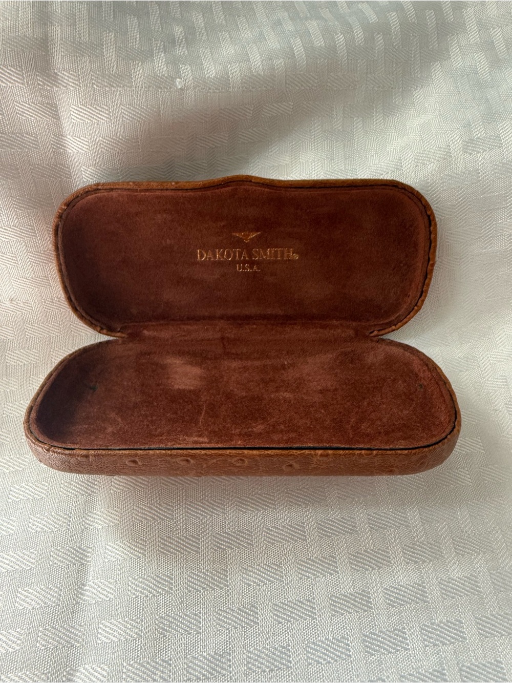 Dakota Smith USA Ostrich Leather Eyeglasses/Sungalses Hard Case - Brown Vintage